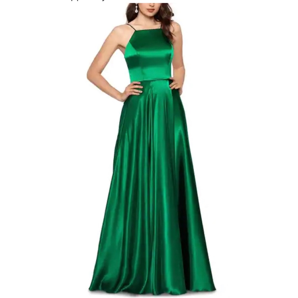 Satin Corset Green Gown with POCKETS!